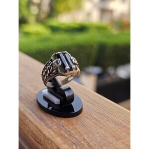 Handmade Sterling Silver Onyx & Marcasite Ring